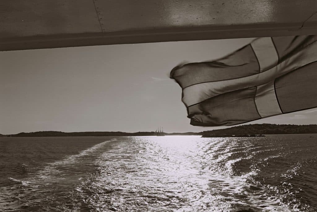 Swedish flag flying on the ferry - Gothenburg Sweden : Points of Interest