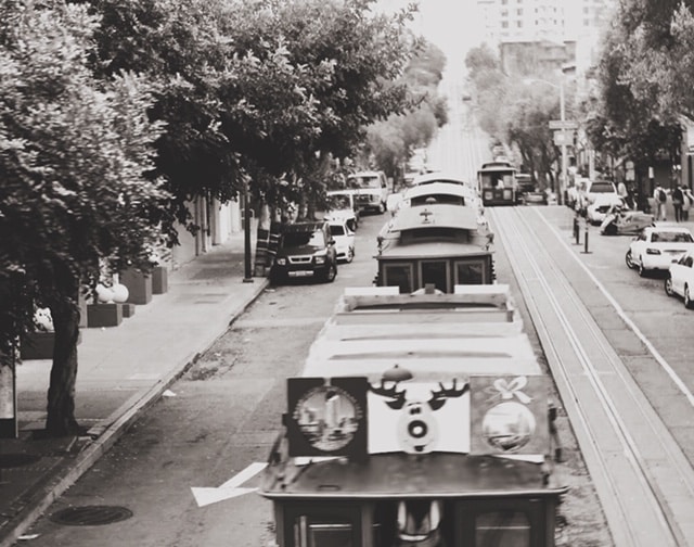 SF Cable Cars in Black and White