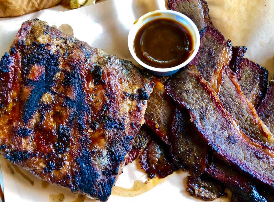 Brisket and ribs from Backyard BBQ House in Townsend Tennessee