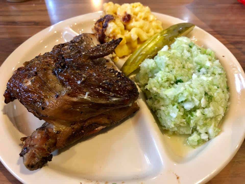 BBQ chicken, coleslaw and mac n' cheese at Big Bob Gibson's in Decatur