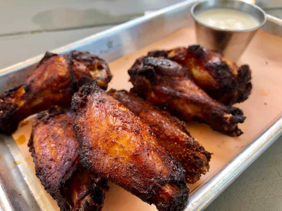 Smoked chicken wings at Home Team BBQ in Charleston, South Carolina.