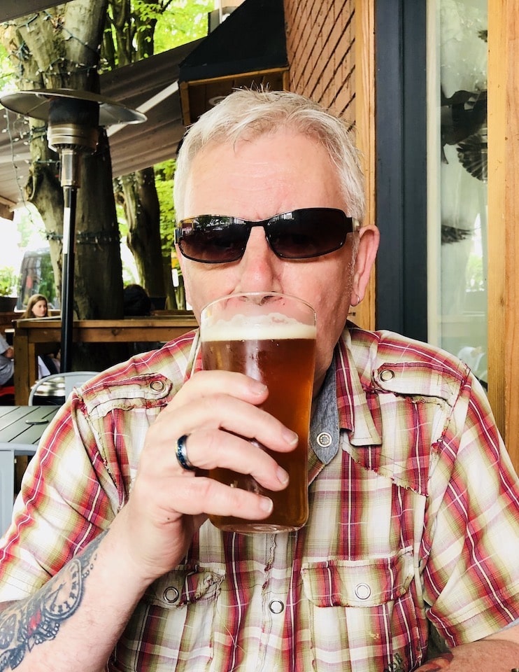 Roy drinking craft beer in Vancouver