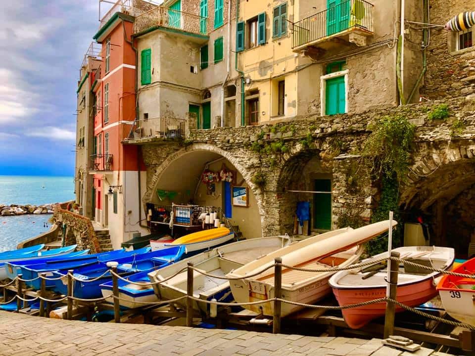 Colourful fishing boats near Riomaggiore Harbour