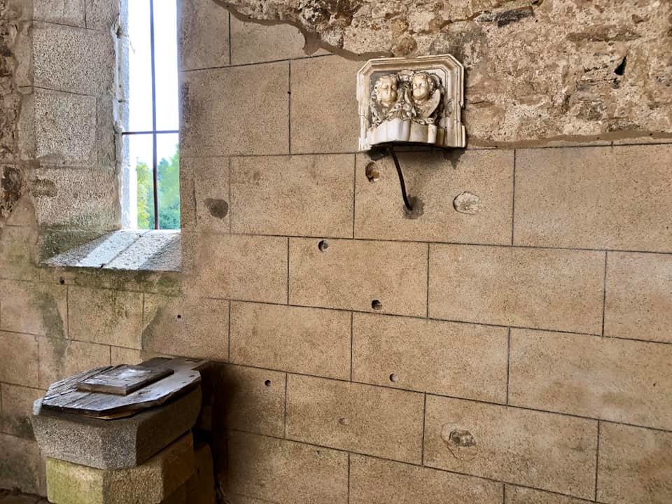 Bullet holes in the church at Oradour sur Glane