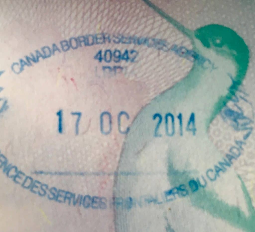 Canada 2014 passport stamp