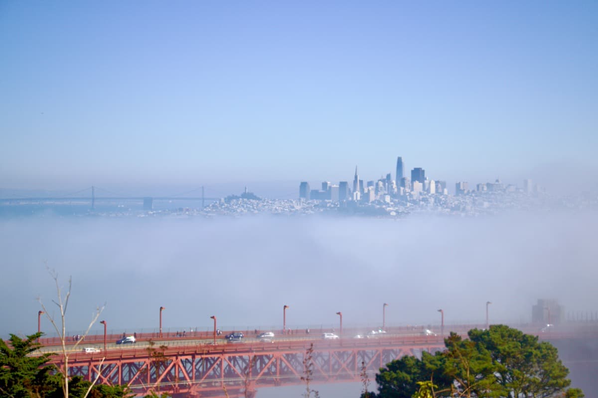Golden Gate Bridge and San Francisco in the fog
