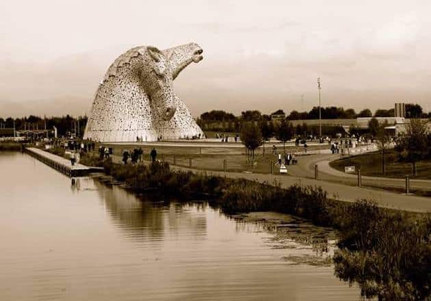 The Kelpies from a distance, Helix Park, Falkirk, Scotland