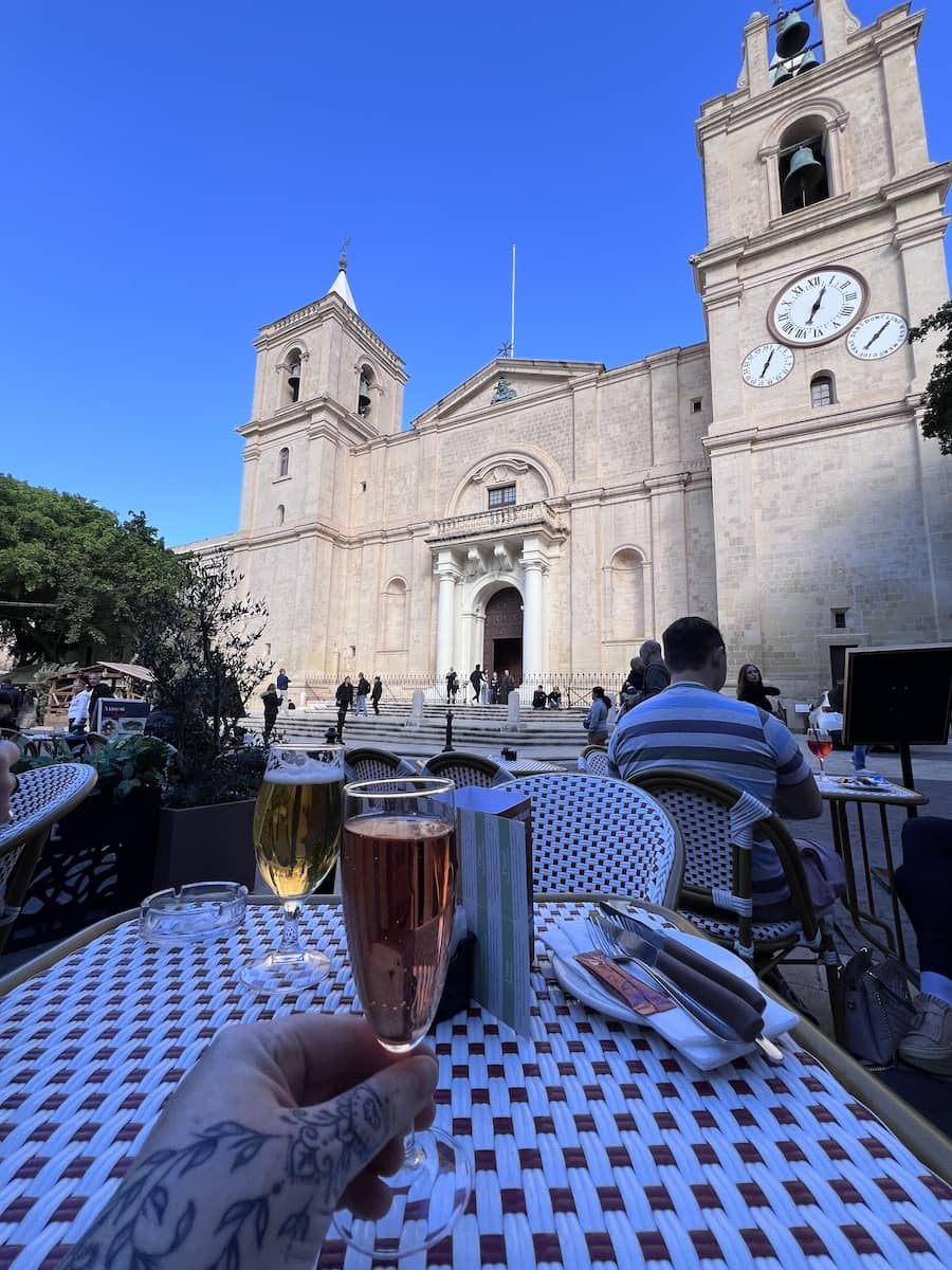 Lunch next to St John's Co Cathedral