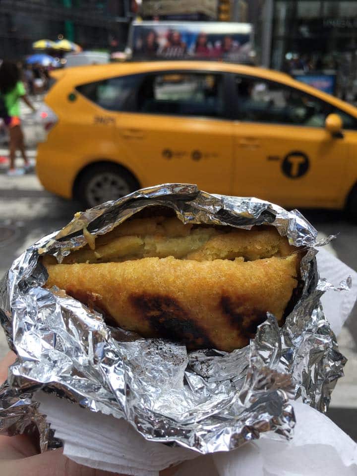Knish with mustard