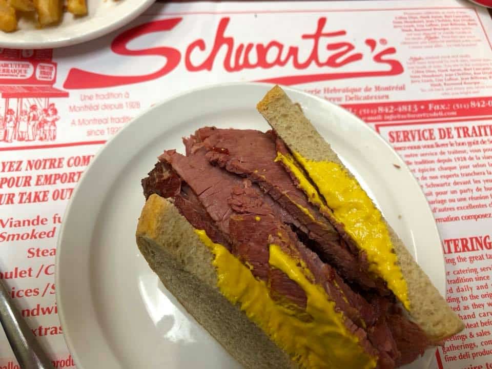 Smoked Meat Sandwich at Schwartz's in Montreal