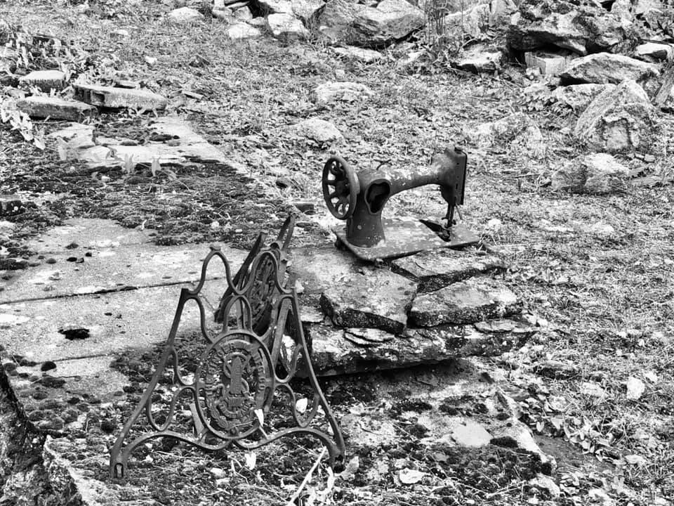 A singer sewing machine left behind at the Martyr Village of Oradour sur Glane