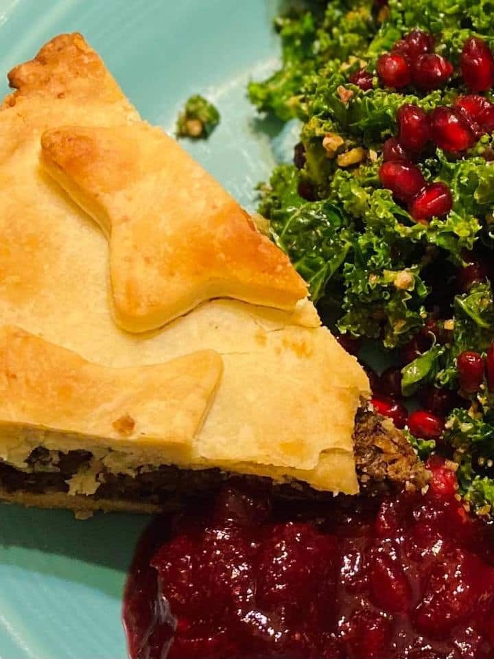 Tourtiere slice with accompaniments - Photo from Krista