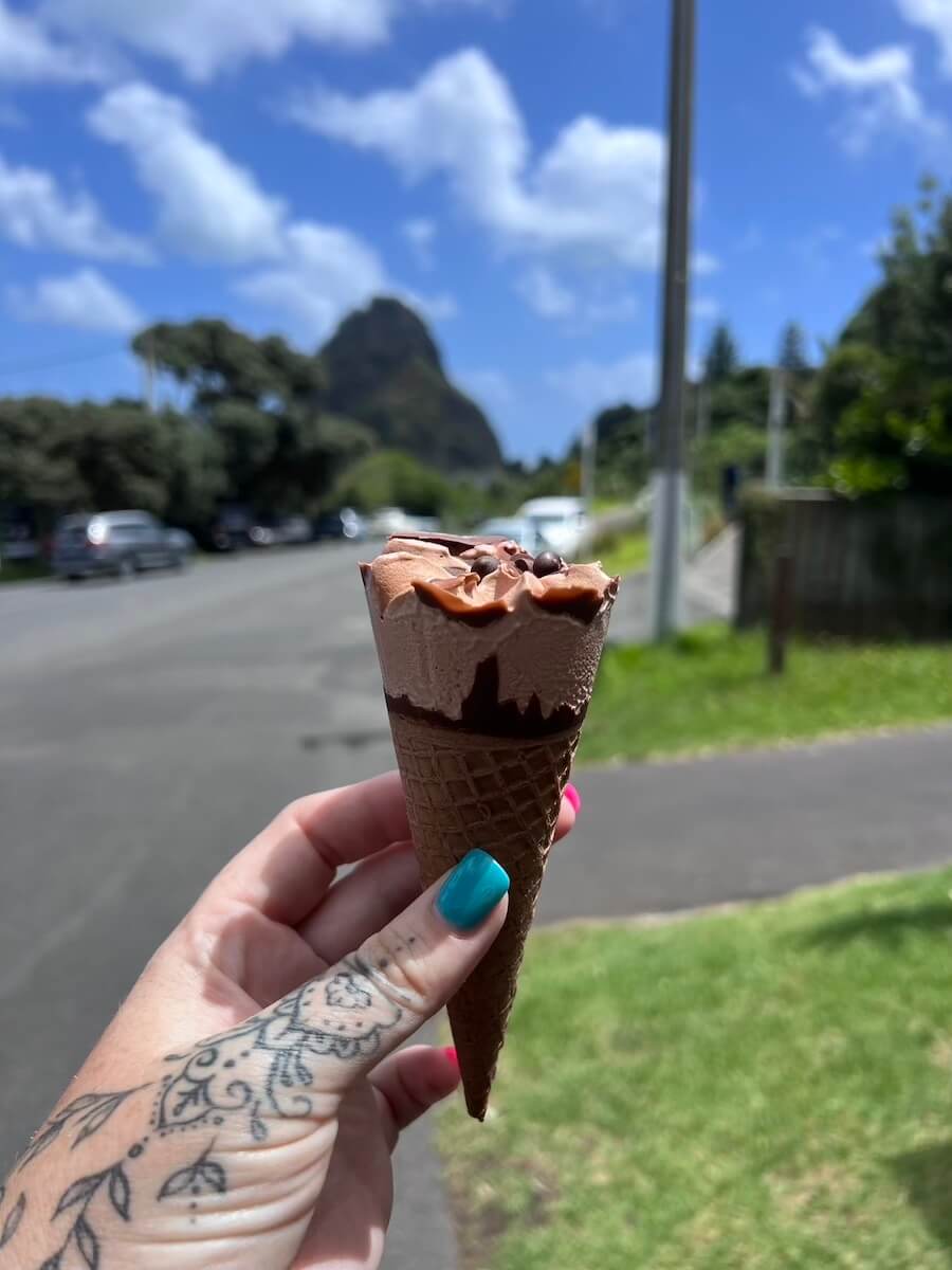 A Trumpet ice cream in Piha