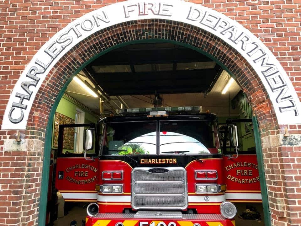 Vintage fire truck in Charleston