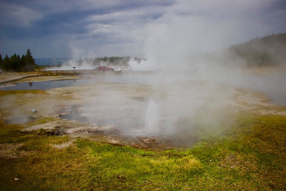 Young Hopeful geyser on Firehole Drive